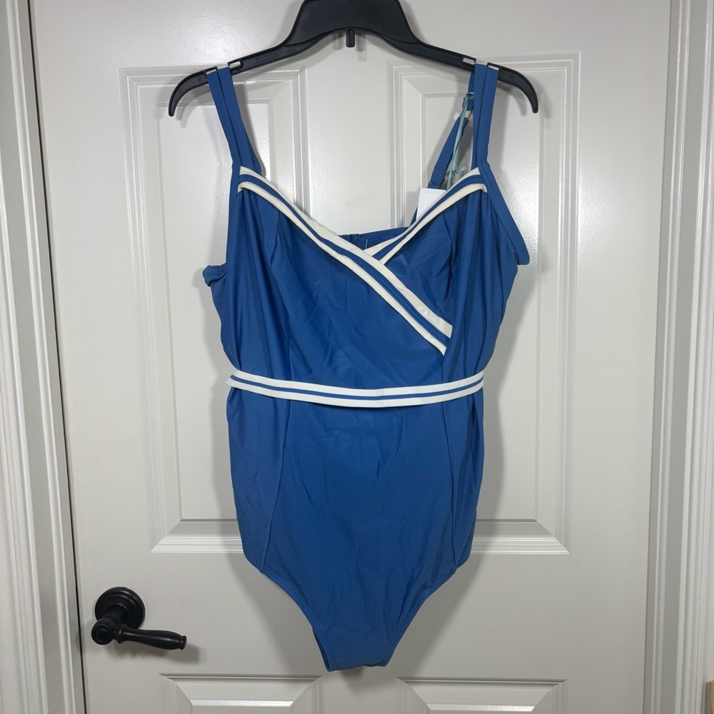 NWT Panache Portofino Swimsuit Women’s 40FF Denim Ivory